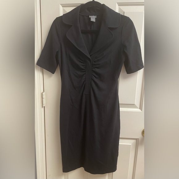 Robe Ann Taylor - Dentelle Noire Brodée, Col Bib - Manches 3/4, Longueur Genou - Taille 6 - Neuf Sans étiquette